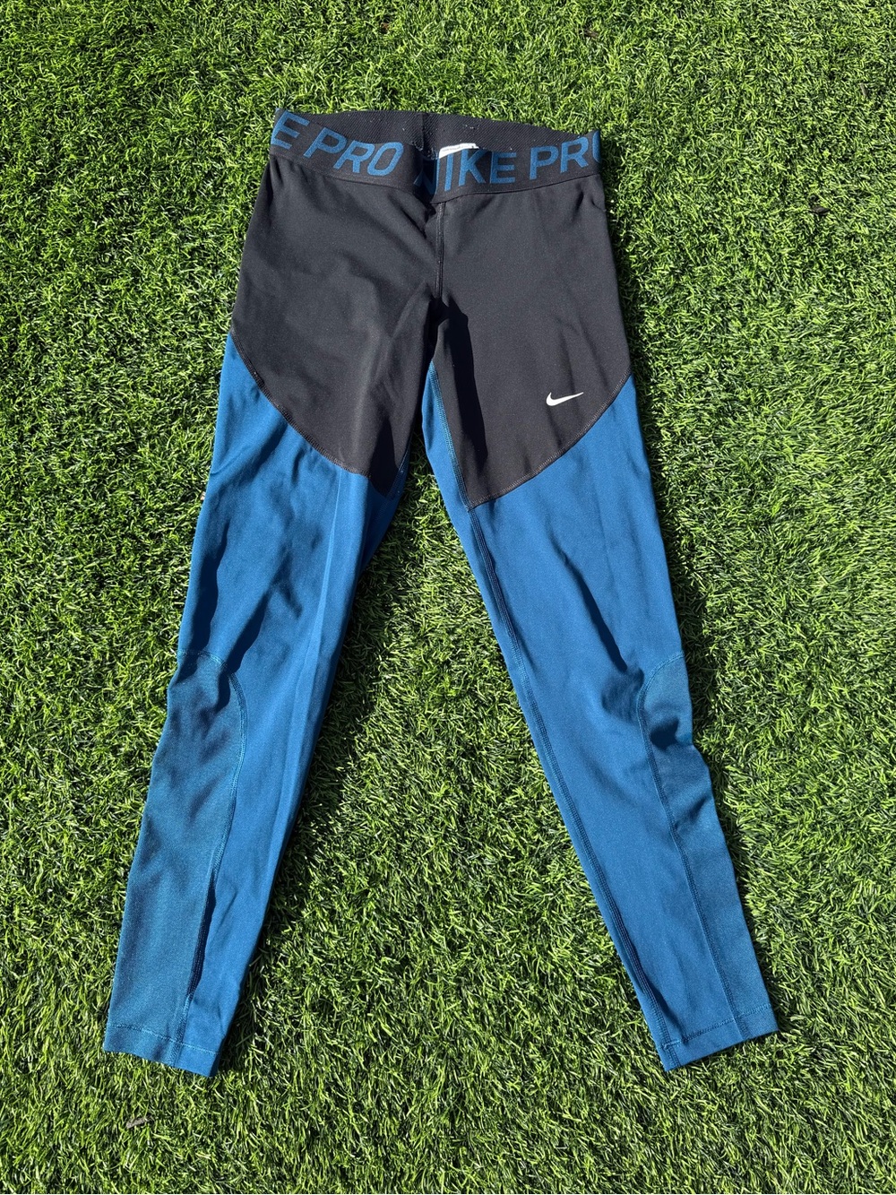 Nike Black and Blue Performance Compression Leggings
